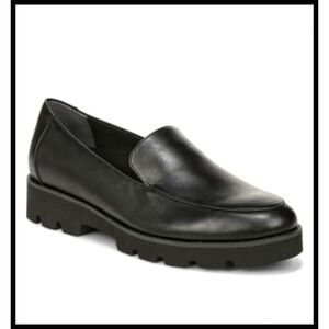 Vionic Kensley Loafers Slip On Lug Sole Orthotic Black Nappa Leather 8.5 NWOB